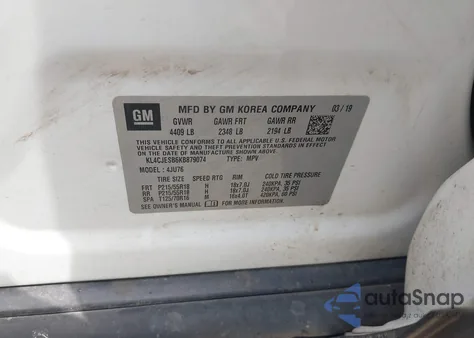 2019 Buick Encore Awd Preferred z USA, uszkodzony, nr VIN KL4CJESB6KB879074